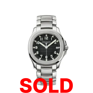 A silver watch with black face and numbers.