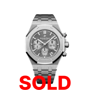 A silver watch with the words " sold ".