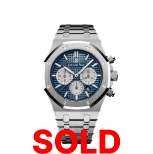 A silver watch with the words " sold ".