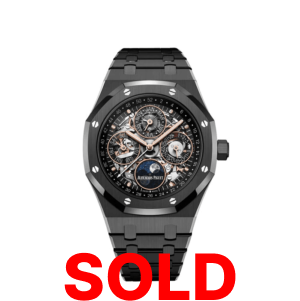A black watch with the words " sold ".